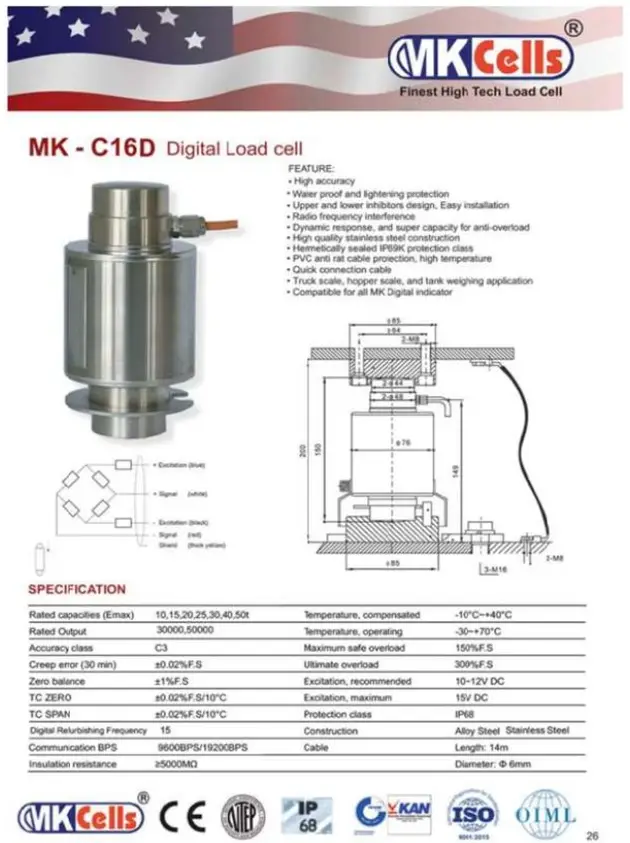 地磅感應器(數位) MK C16D-DID